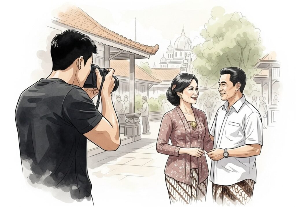 Ilustrasi pasangan sedang berbincang sambil menghargai kehadiran satu sama lain