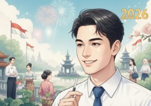 Seorang pebisnis muda tersenyum setelah sukses membaca peluang bisnis dari masalah kecil di sekitarnya